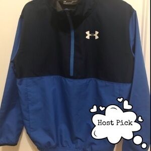 Blue Under Armour windbreaker half zip with pockets boys youth large